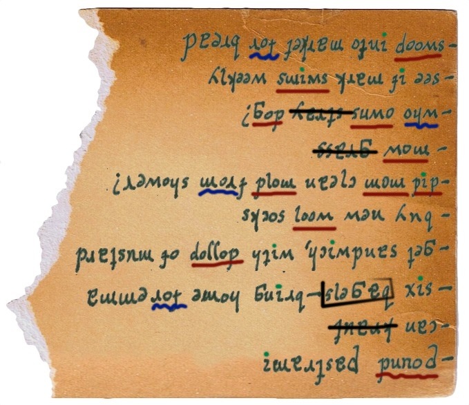 marked up photo of the Dooms/Punod manuscript